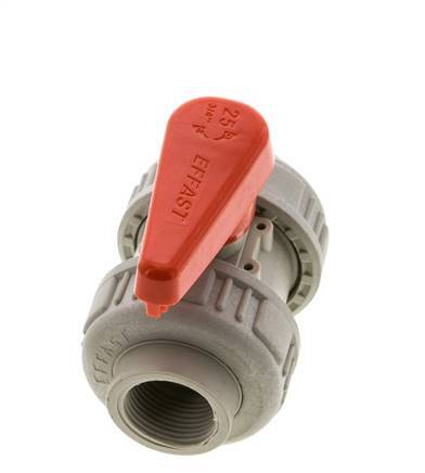 PP-H 2-way Ball Valve True Union Rp 3/4'' EPDM