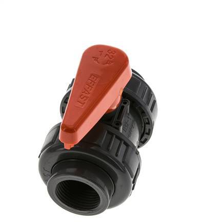 PVC 2-way Ball Valve True Union Rp 1'' FKM