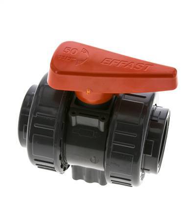 PVC 2-way Ball Valve True Union Rp 1 1/2'' FKM