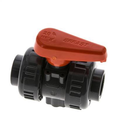 PVC 2-way Ball Valve True Union Rp 1/2'' EPDM