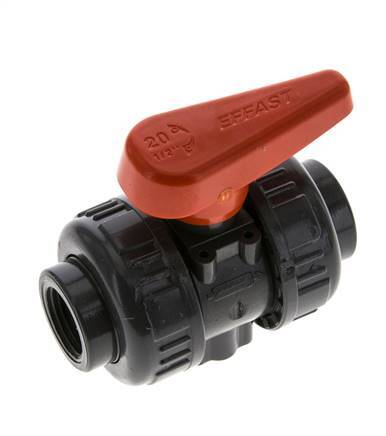 PVC 2-way Ball Valve True Union Rp 1/2'' FKM