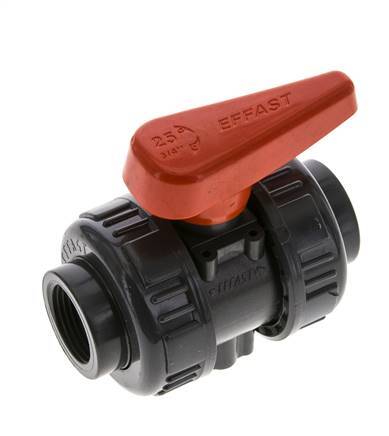 PVC 2-way Ball Valve True Union Rp 3/4'' FKM