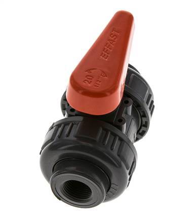 PVC 2-way Ball Valve True Union Rp 3/8'' FKM