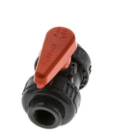 PVC 2-way Ball Valve True Union Rp 3/8'' FKM