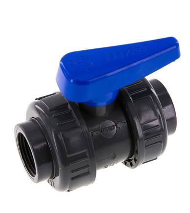 PVC 2-way Ball Valve True Union Rp 1'' EPDM