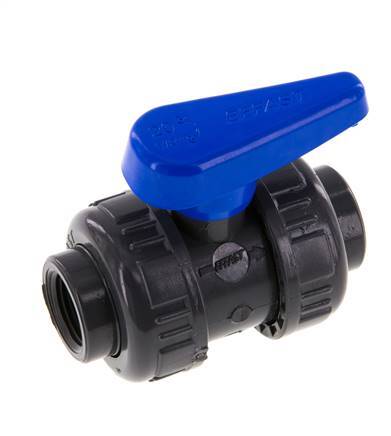 PVC 2-way Ball Valve True Union Rp 1/2'' EPDM
