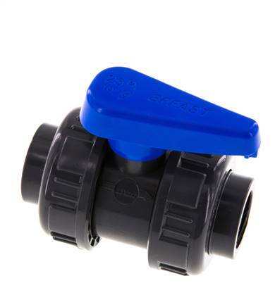 PVC 2-way Ball Valve True Union Rp 3/4'' EPDM