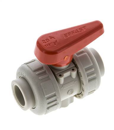 PP-H 2-way Ball Valve True Union 20 mm EPDM