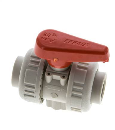 PP-H 2-way Ball Valve True Union 20 mm EPDM