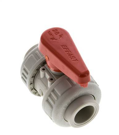 PP-H 2-way Ball Valve True Union 20 mm EPDM