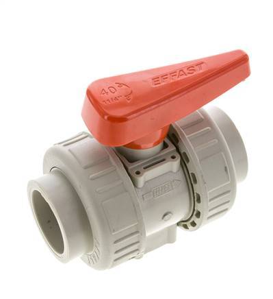 PP-H 2-way Ball Valve True Union 40 mm FKM