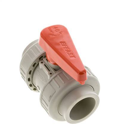 PP-H 2-way Ball Valve True Union 40 mm FKM