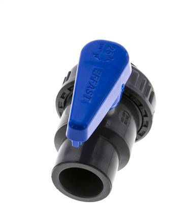 PVC 2-way Ball Valve Single Union 25 mm Socket EPDM