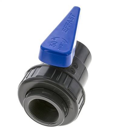 PVC 2-way Ball Valve Single Union Rp 1 1/2'' EPDM