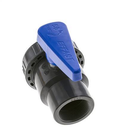 PVC 2-way Ball Valve Single Union Rp 1 1/2'' EPDM