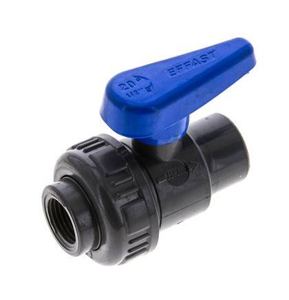 PVC 2-way Ball Valve Single Union Rp 1/2'' EPDM