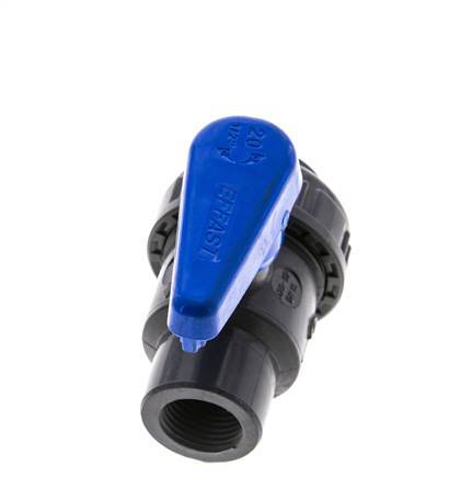 PVC 2-way Ball Valve Single Union Rp 1/2'' EPDM