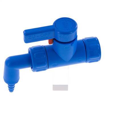 PP 2-way Ball Valve G 3/4'' 6x10mm Hose Barbs