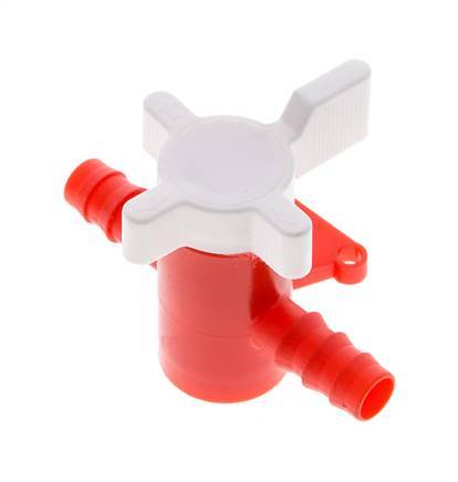 PE 2-way Ball Valve 10 mm Hose Barbs