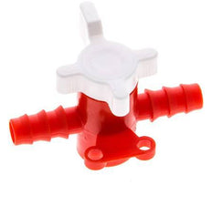 PVDF 2-way Ball Valve 1/4'' (6 mm) Hose Barbs