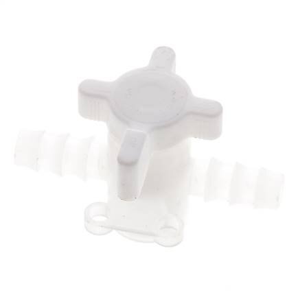 PVDF 2-way Ball Valve 3/8'' (9 mm) Hose Barbs