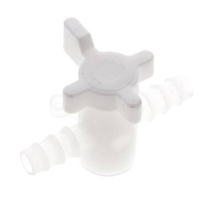 PVDF 2-way Ball Valve 3/8'' (9 mm) Hose Barbs
