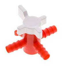 PE 3-way Ball Valve 10 mm Hose Barbs