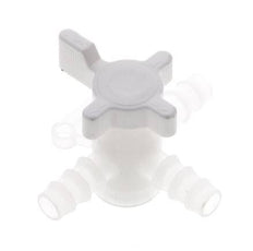 PVDF 3-way Ball Valve 3/8'' (9 mm) Hose Barbs