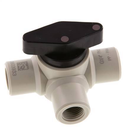 PP 3-way Ball Valve G 1/4'' FKM Vacuum