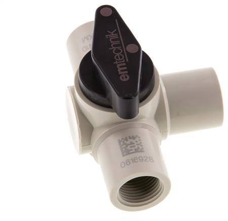 PP 3-way Ball Valve G 3/8'' FKM Vacuum
