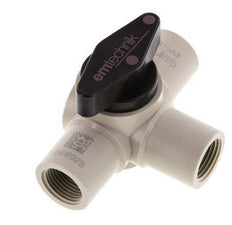 PP 3-way Ball Valve G 3/8'' FKM Vacuum
