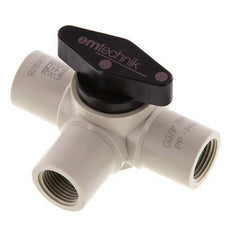 PP 3-way Ball Valve G 3/8'' FKM Vacuum