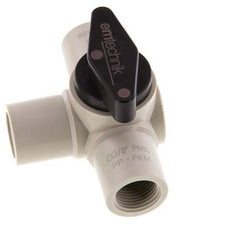 PP 3-way Ball Valve G 3/8'' FKM Vacuum