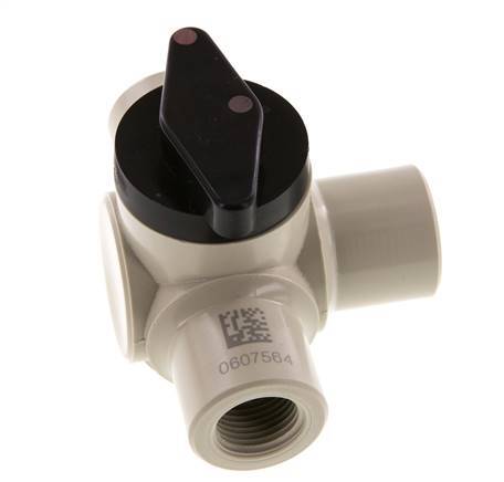 PP 3-way Ball Valve G 1/2'' FKM Vacuum