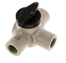 PP 3-way Ball Valve G 1/2'' FKM Vacuum