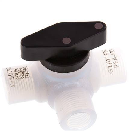 PFA 3-way Ball Valve G 1/4'' FKM Vacuum
