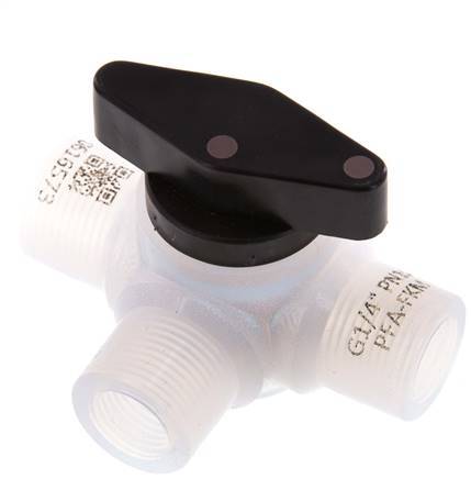 PFA 3-way Ball Valve G 1/4'' FKM Vacuum