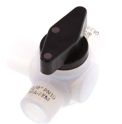 PFA 3-way Ball Valve G 1/4'' FKM Vacuum
