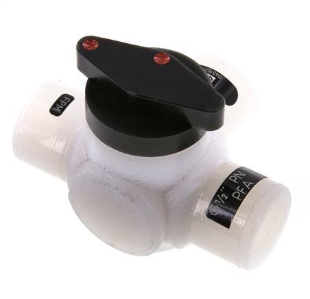 PFA 3-way Ball Valve G 1/2'' FKM Vacuum