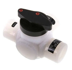 PFA 3-way Ball Valve G 1/2'' FKM Vacuum