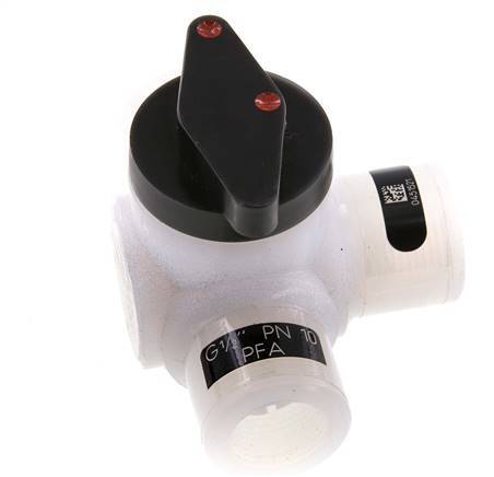 PFA 3-way Ball Valve G 1/2'' FKM Vacuum