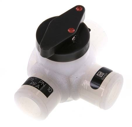 PFA 3-way Ball Valve G 1/2'' FKM Vacuum