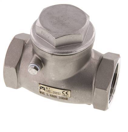 G 2'' Stainless Steel Swing Check Valve 16 bar (232 psi) Metal Seal