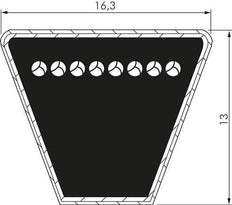 Narrow Metric V-belt SPB 16.3x13 Li-1040mm Ld-1100mm DIN 7753