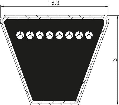 Narrow Metric V-belt SPB 16.3x13 Li-2440mm Ld-2500mm DIN 7753
